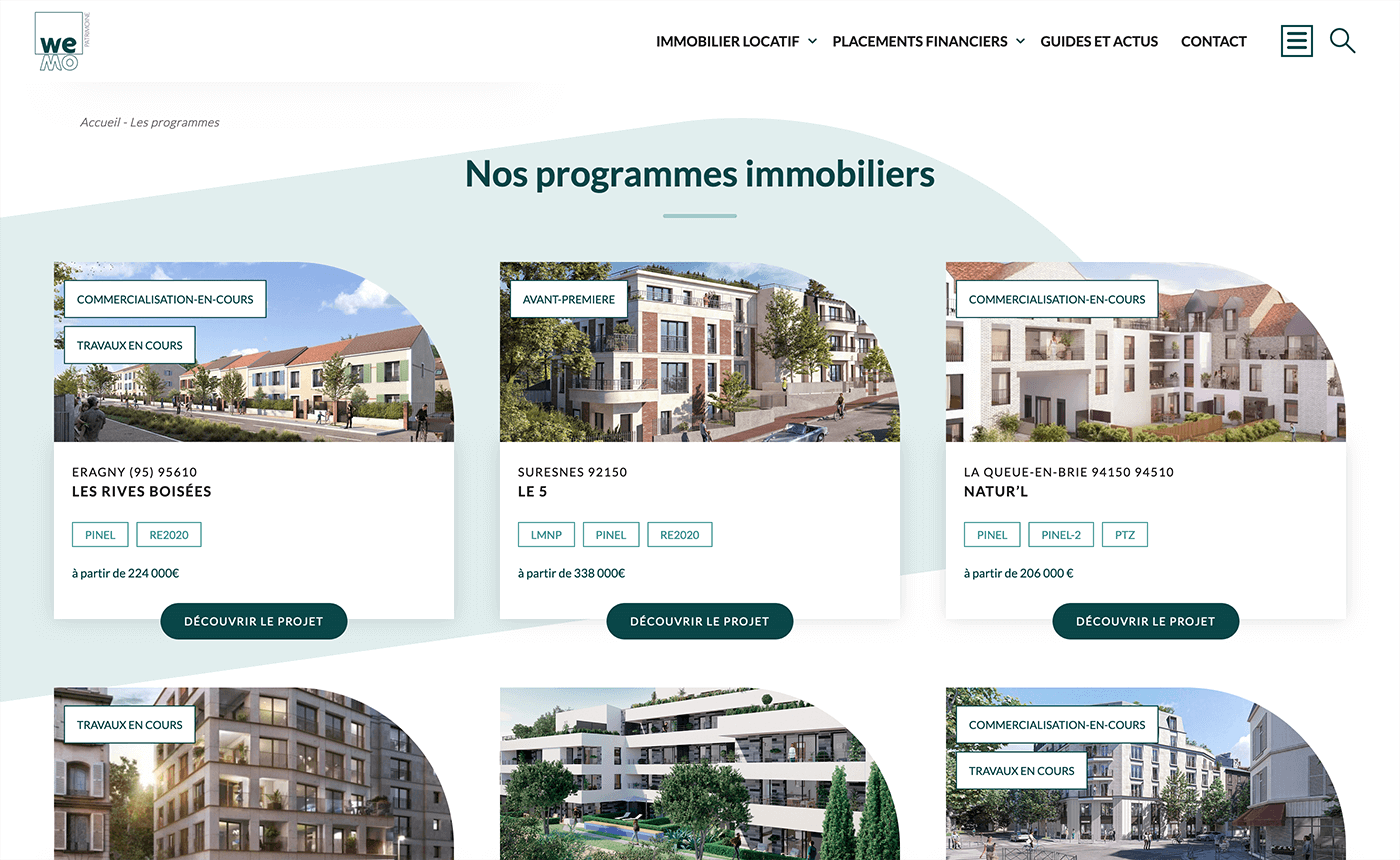 screencapture du projet web wemo